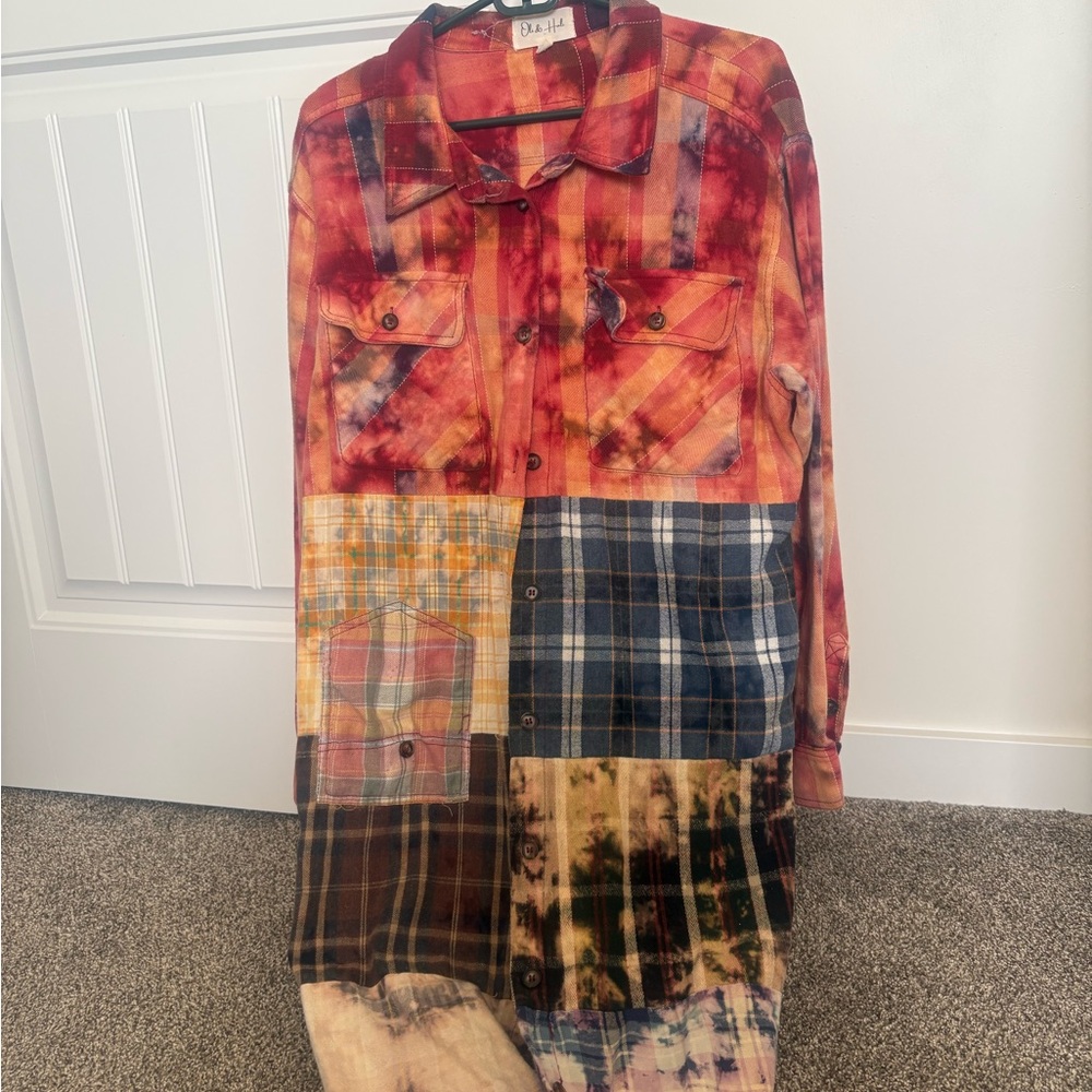 Oli & Hali  Colorful Patchwork Long Shacket